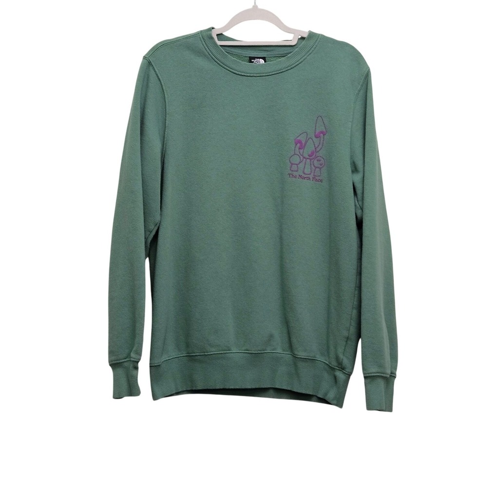 The North Face Sweatshirt Mens Small Green Mushroom Camp Graphic Pullover Fleece